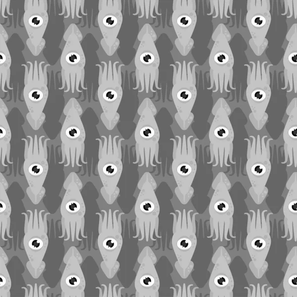 Squid Pattern Seamless Cephalopod Marine Animal Background Vector Texture — Stock Vector