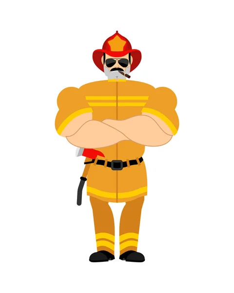 Pompier Fort Pompier Fumant Emoji Cigare Illustration Vectorielle — Image vectorielle