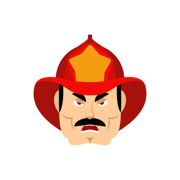 Emoji Colère Des Pompiers Pompier Émotions Maléfiques Homme Agressif — Image vectorielle