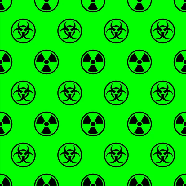 Mönster För Biologiskt Riskavfall Och Radioaktivt Avfall Sömlöst Tecken Fara — Stock vektor
