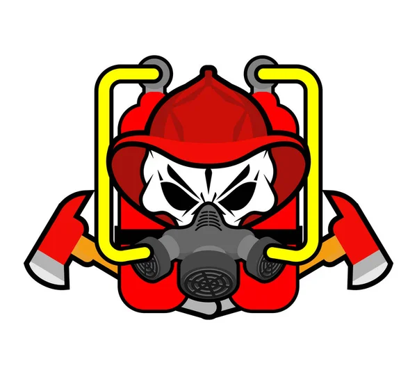 Firefighter Skull Helmet Sign Fire Flame Fire Department Symbol Fireman — Stock Vector