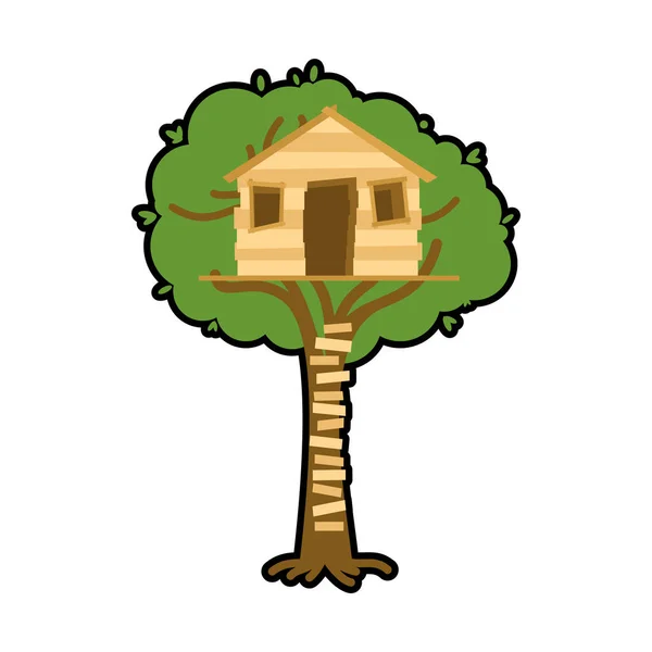 Casa Das Árvores Casa Árvore Infantil Ilustração Vetorial — Vetor de Stock