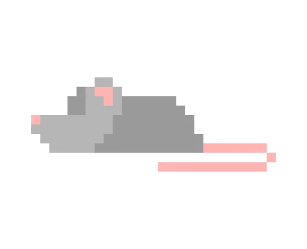 Myš Pixel Art Izolována Bitů Krysy Vektorová Ilustrace — Stockový vektor