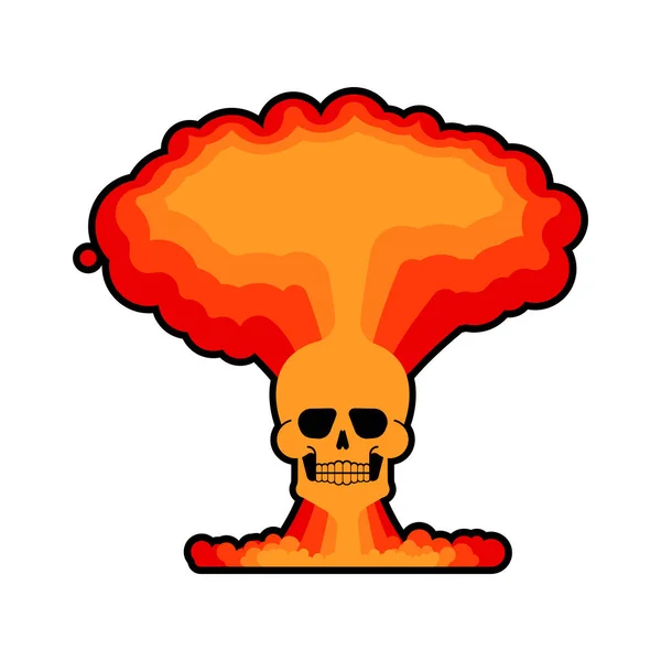 Crânio Explosão Nuclear Isolado Cogumelo Atómico Explosão Bomba Nuclear — Vetor de Stock
