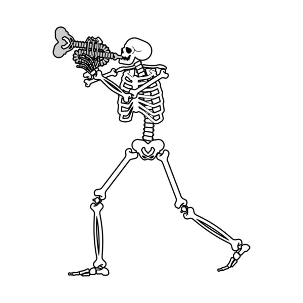 Trompetli Iskelet Skelet Müzisyeni Borazan Ölü Vektör Illüstrasyonu — Stok Vektör