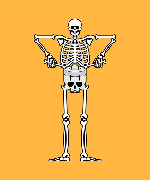 Σκελετός Τύμπανο Σκελετός Μουσικός Τρομέλ Και Νεκρός — Διανυσματικό Αρχείο