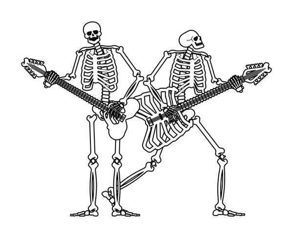 Σκελετός Κιθάρα Σκελετός Μουσικός Ηλεκτρική Κιθάρα Και Νεκρός Εικονογράφηση Διανύσματος — Διανυσματικό Αρχείο