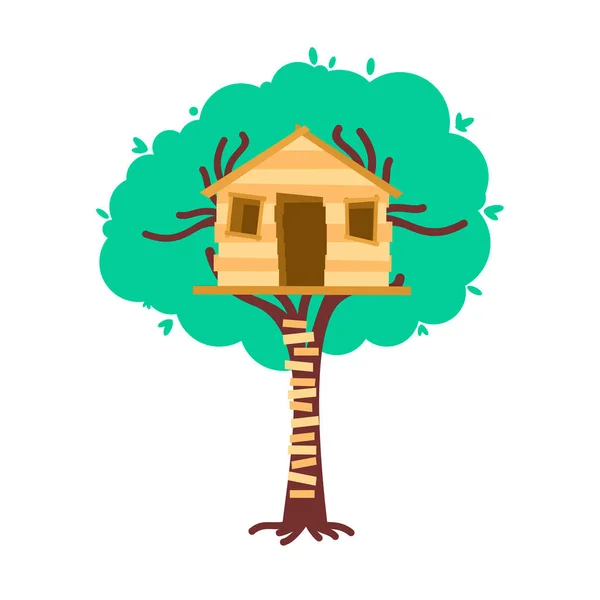 Tree House Children Treehouse Vector Illustration — Stock Vector