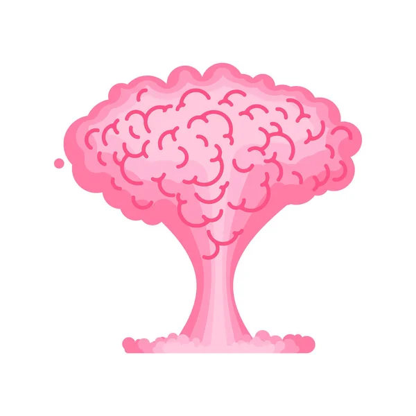 脳爆発だ 脳の核爆発 大きなピンクの原子キノコ — ストックベクタ
