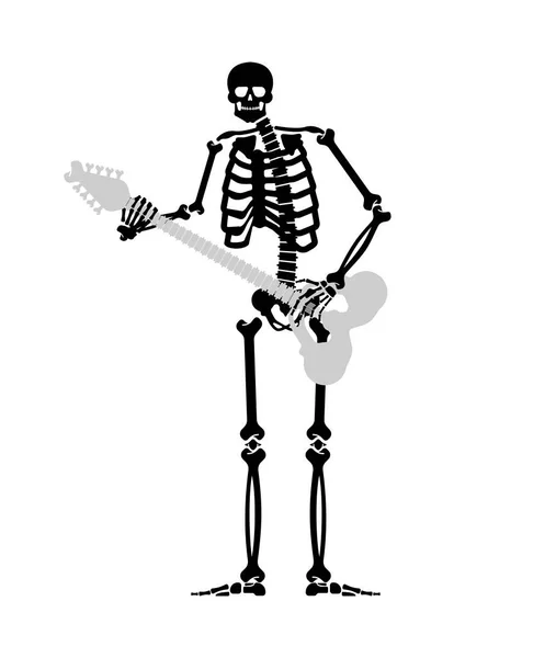 Gitarlı Iskelet Skelet Müzisyeni Elektro Gitar Ölü Bir Adam Vektör — Stok Vektör