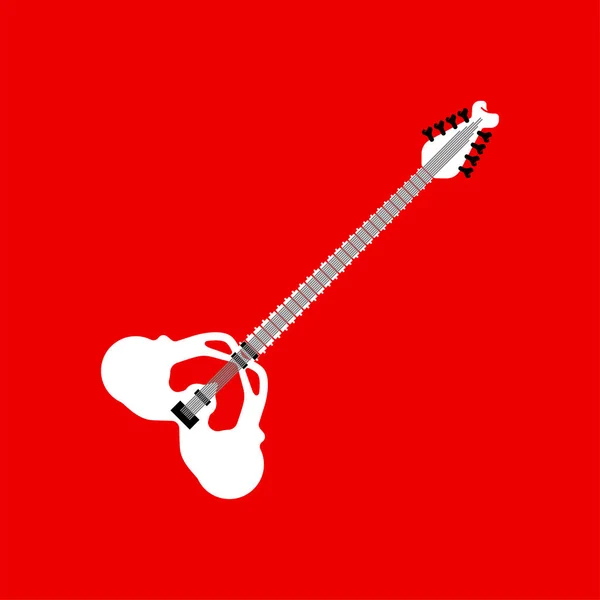 Kemiklerden Rock Gitarı Skelet Elektro Gitar Ölüm Kayası — Stok Vektör