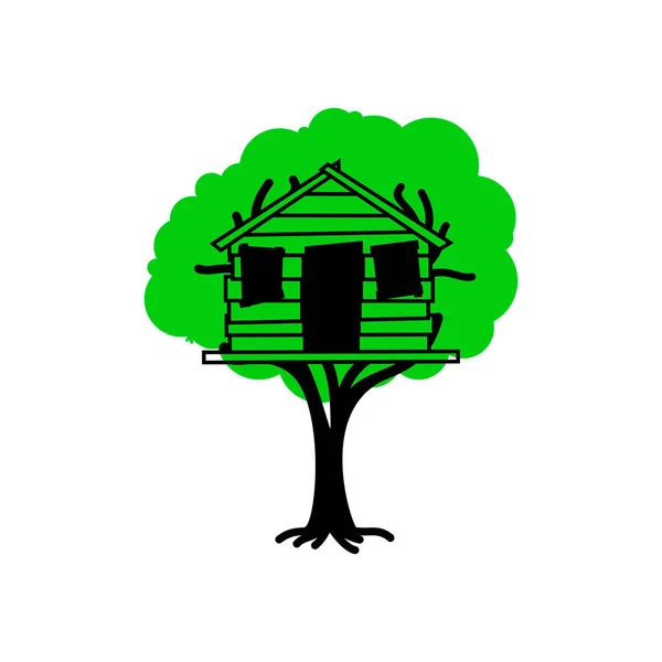 Ağaç Çocuk Ağaç Evi Vektör Illüstrasyonu — Stok Vektör