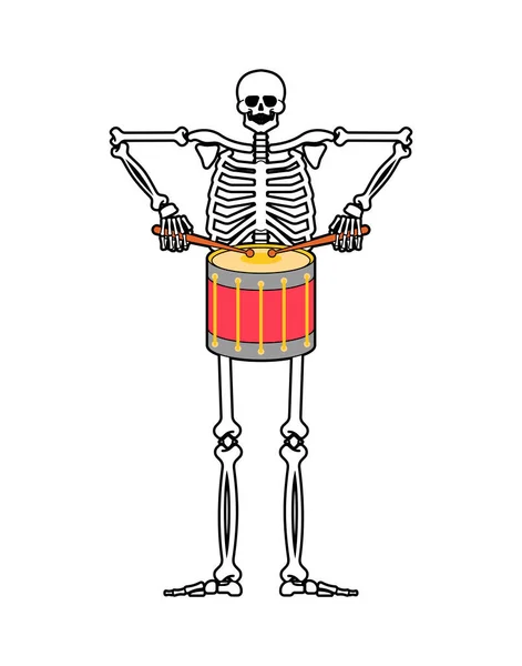 Скелет Барабаном Скелетный Музыкант Тролли Мертвые — стоковый вектор