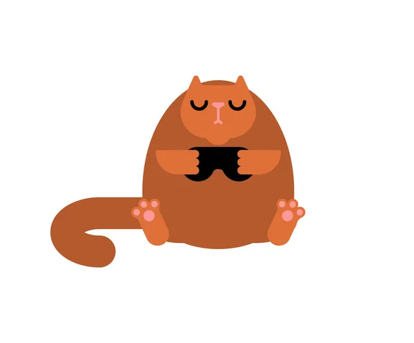 Котячий Геймер Геймпад Pet Грає Відеогру — стоковий вектор
