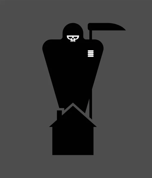 Grim Reaper Maison Mort Est Venue Maison Illustration Vectorielle — Image vectorielle