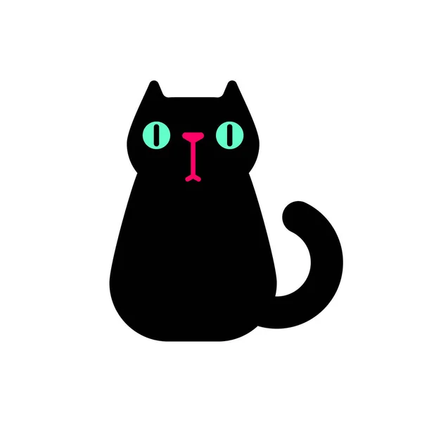 Μαύρη Γάτα Κινούμενα Σχέδια Απομονώνονται Εικονογράφηση Διανύσματος Ζώων — Διανυσματικό Αρχείο