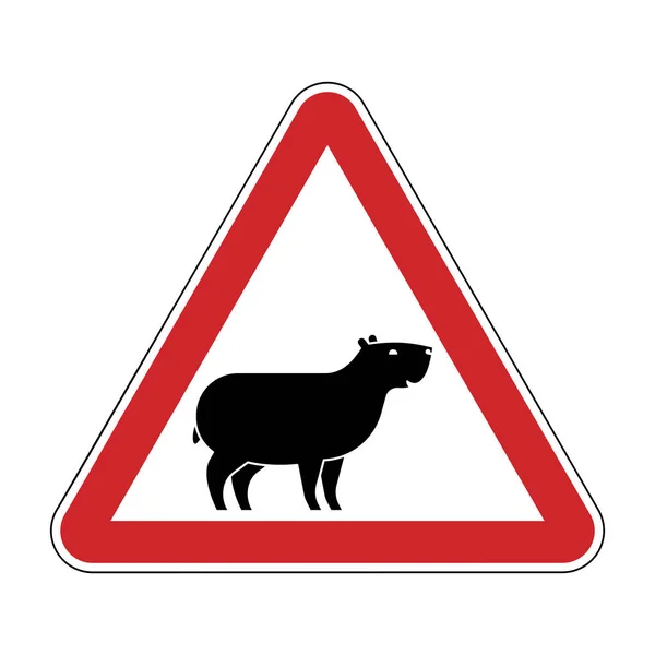 注意Capybara 红色危险交通标志 — 图库矢量图片