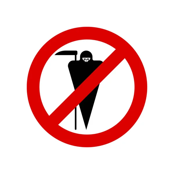 Hou Grim Reaper Tegen Rood Verkeersbord Verboden Verbod Dood — Stockvector