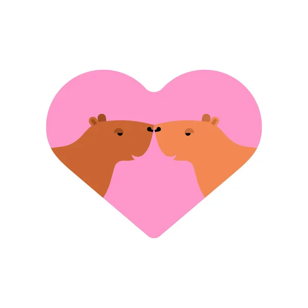 Capybara Love Guinea Pig Heart Vector Illustration — Stock Vector