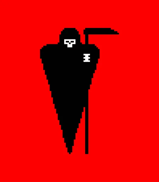 Grim Reaper Pixel Art Bit Símbolo Morte Ilustração Vetorial Pixelada — Vetor de Stock