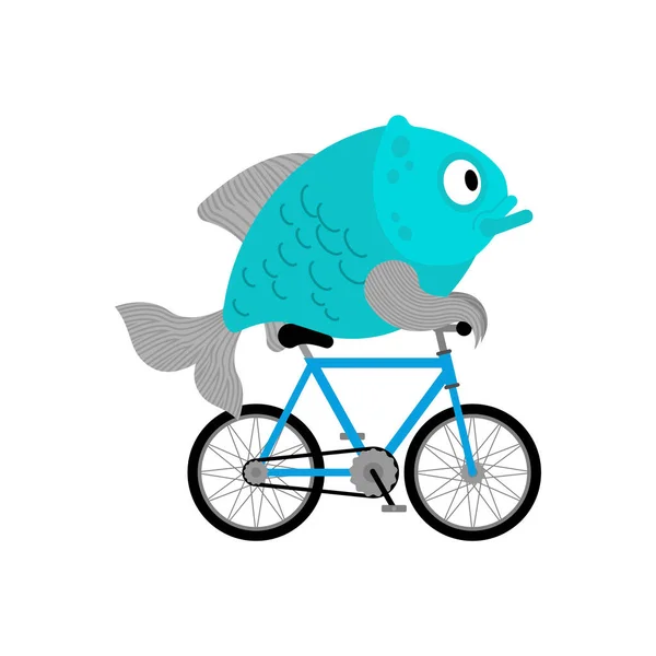 Pescado Bicicleta Carpa Bicicleta Dibujos Animados Ilustración Vectorial — Vector de stock