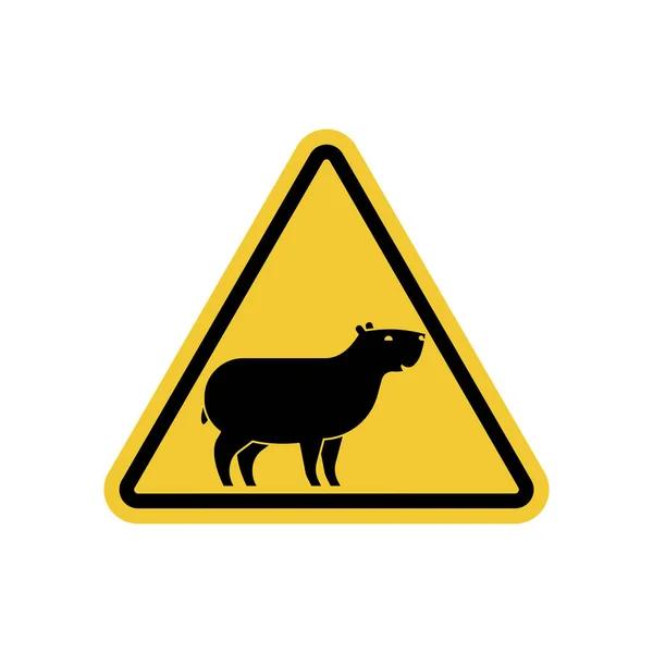 Attention Capybara Attention Cobaye Panneau Routier Jaune Danger — Image vectorielle