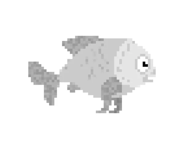 Fish Pixel Művészet Bites Ponty Pixelezett Vektor Illusztráció — Stock Vector
