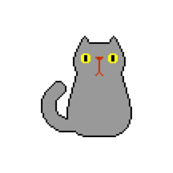 Cat Pixel Τέχνη Απομονωμένη Bit Pet Εικονογραφημένη Διανυσματική Απεικόνιση — Διανυσματικό Αρχείο