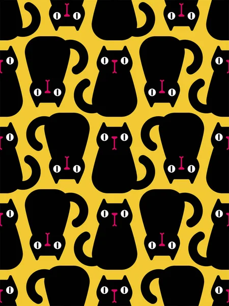 Black Cat Pattern Seamless Pet Background Baby Fabric Texture — Stock Vector