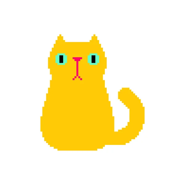 Cat Pixel Τέχνη Απομονωμένη Bit Pet Εικονογραφημένη Διανυσματική Απεικόνιση — Διανυσματικό Αρχείο