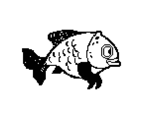 Vis Pixel Kunst Bit Carp Pixelvormige Vectorillustratie — Stockvector