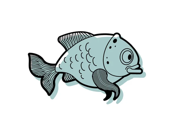 Rybí Karikatura Izolována Carp Vector Illustration — Stockový vektor