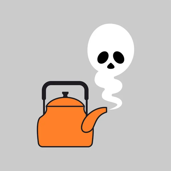 Tetera Fantasma Vapor Tetera Como Fantasma Halloween Ilustración Vector — Vector de stock