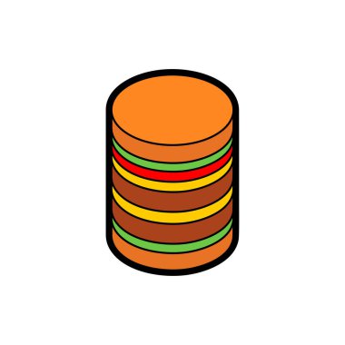 Burger tabelası. Hamburger ikonu. Basitleştirilmiş fast food sembolü