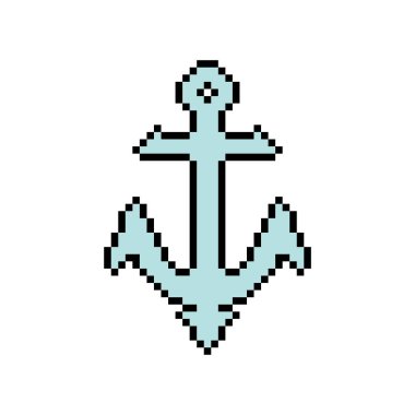 Çapa gemisi piksel sanatı. 8 bit Vektör illüstrasyonu