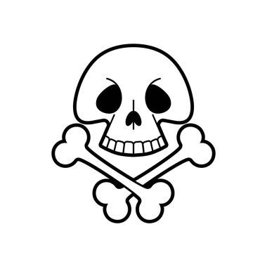 Kafatası çizgi filmi. Komik iskelet kafa. Vektör illüstrasyonu