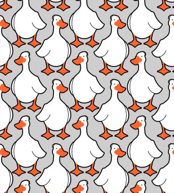 Beyaz kaz deseni kusursuz. Su kuşu arka planı. Bebek kumaşı dokusu