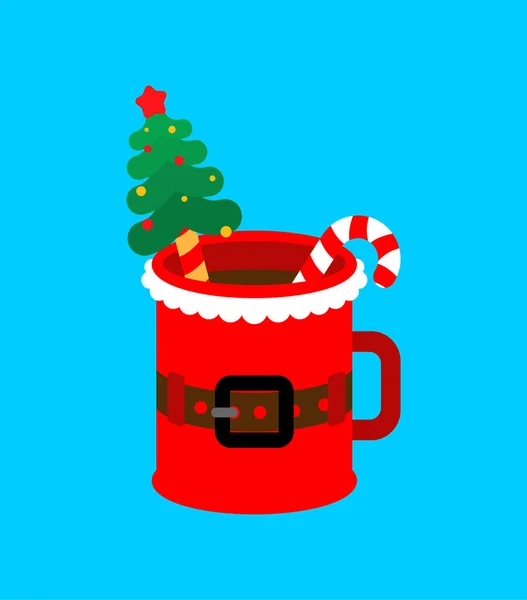 Tasse Rouge Père Noël Coupe Rouge Noël Illustration Nouvel — Image vectorielle