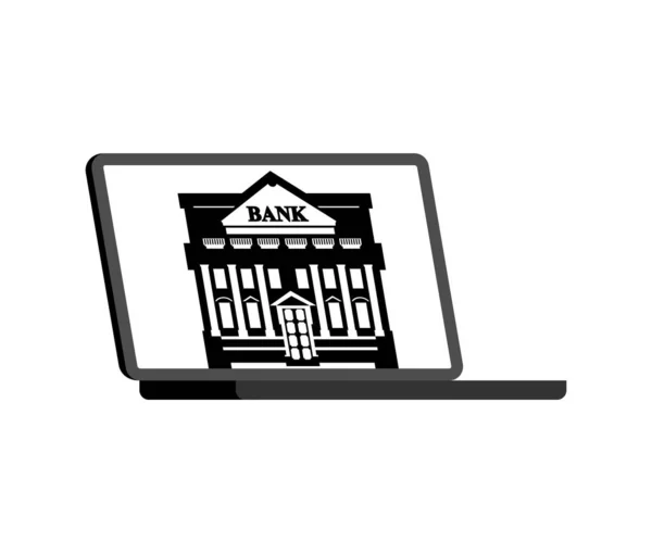 Assinatura Banco Internet Ícone Banco Online Serviços Bancários Online Gadget —  Vetores de Stock