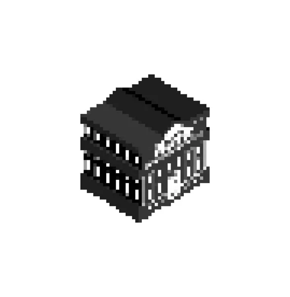 Bank Building Pixel Art Bitová Ilustrace Vektoru — Stockový vektor