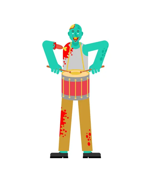 Зомбі Барабаном Зомбі Музикант Троммел Ходять Мертві Векторні Ілюстрації — стоковий вектор