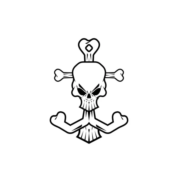 Ancla Con Cráneo Ilustración Sobre Tema Pirata — Archivo Imágenes Vectoriales