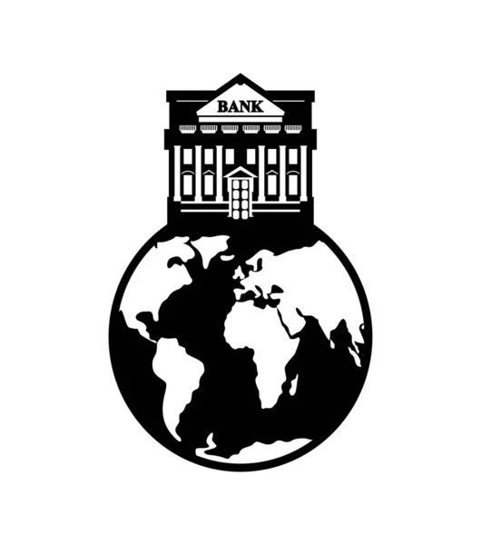 Παγκόσμια Τράπεζα Κτίριο Τραπεζών Και Πλανήτης — Διανυσματικό Αρχείο