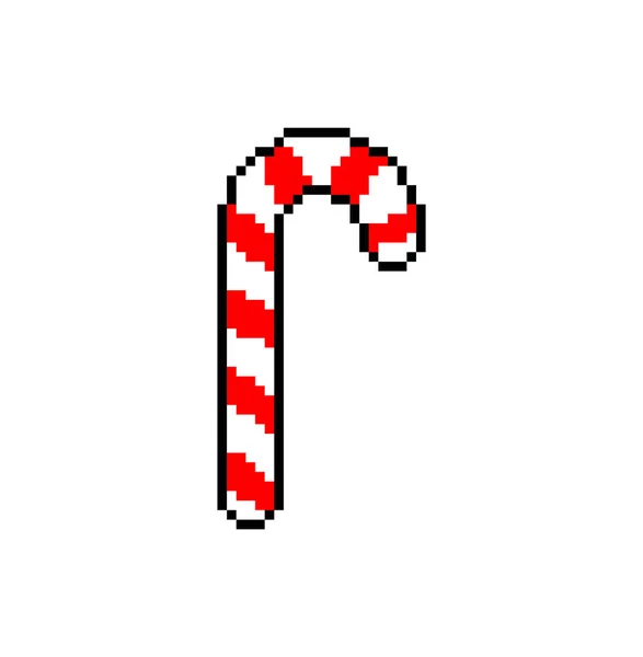 Χριστουγεννιάτικο Γλειφιτζούρι Pixel Art Καραμέλα Bit — Διανυσματικό Αρχείο