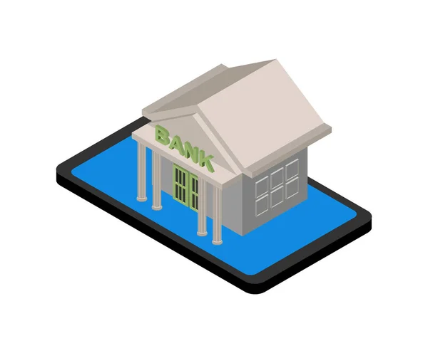 Πινακίδα Τράπεζας Διαδικτύου Εικονίδιο Τράπεζας Τραπεζικές Υπηρεσίες Online Κτίριο Gadget — Διανυσματικό Αρχείο