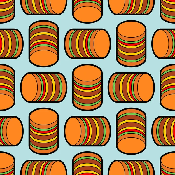 Burgers Pattern Seamless Hamburger Background Simplified Fast Food Symbol Texture — Stock Vector