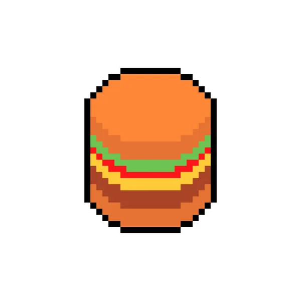 Бургери Піксельного Мистецтва Гамбургер Біт Значок Спрощений Символ Фаст Фуду — стоковий вектор