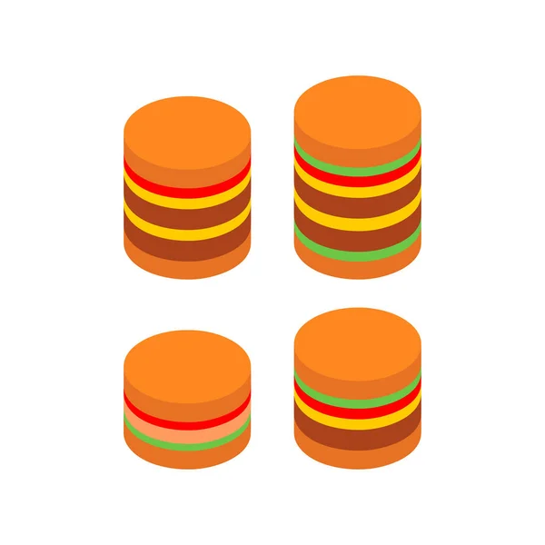 Burger Setzen Zeichen Hamburger Ikone Vereinfachtes Fastfood Symbol — Stockvektor