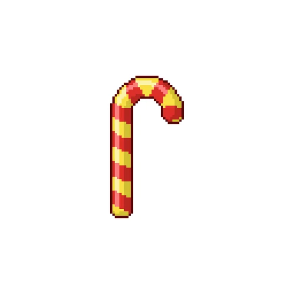 Vánoční Lízátko Pixel Art Tyčinka Bit — Stockový vektor
