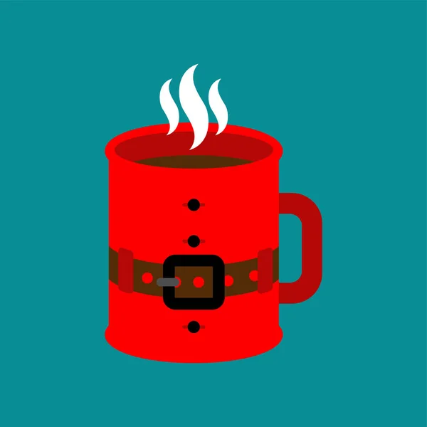 Caneca Vermelha Pai Natal Copo Vermelho Natal Ilustração Ano Novo —  Vetores de Stock